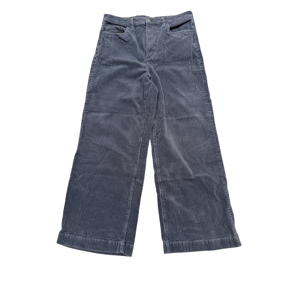 Lands End Corduroy Pants Womens 12 Blue Gray Excellent Wide Leg High Rise